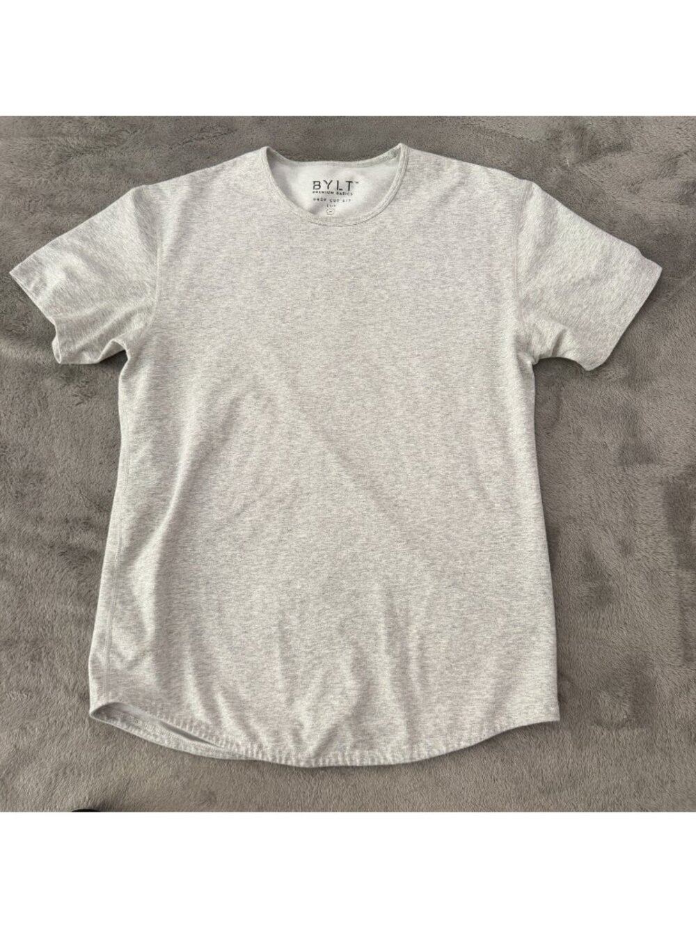 Bylt Premium Basics Short Sleeve Drop Cut Tee Shirt Gray Mens LARGE